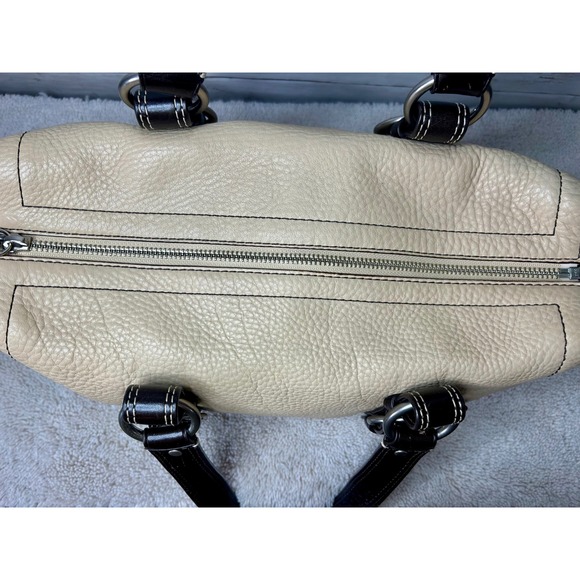 Coach Chelsea Satchel Cream Brown Pebbled Leather Handbag F10887 - Picture 7 of 10